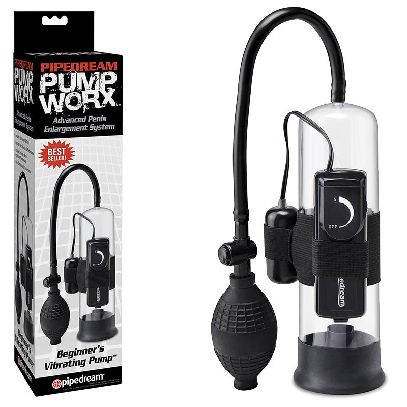 Pump Worx Beginner Vibrating Penis Pump Clear Black > Pumps > Penis Pumps - Tophatter Daily Deals