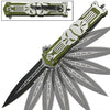 Punisher Green Stiletto Style Spring Assist Knife - Glass Breaker - Tophatter Daily Deals
