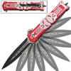 Punisher Red Stiletto Style Spring Assist Knife - Glass Breaker - Tophatter Daily Deals