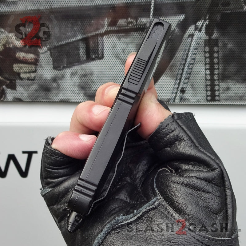 Punisher Skull OTF Knife REAL Damascus Delta Force - Drop Serrated Knife-OTF - Tophatter Daily Deals