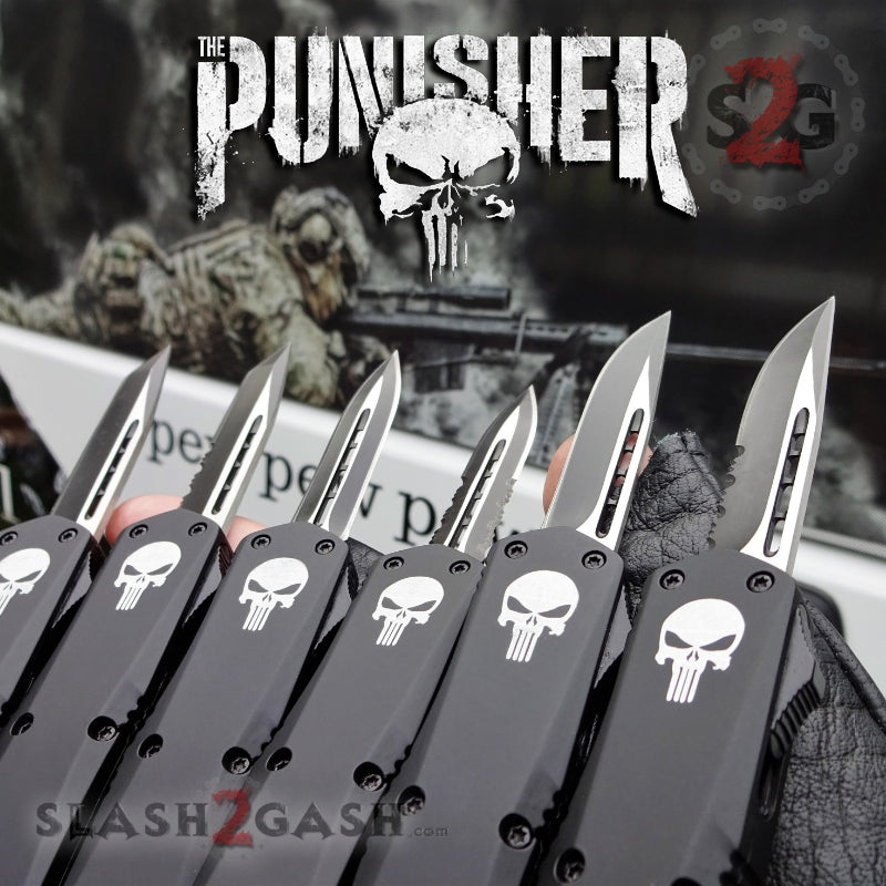 Punisher Skull OTF Knife Small 7" S2G Tactical Switchblade - 6 Blades Knife-OTF - Tophatter Daily Deals