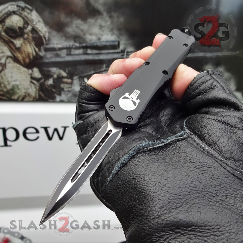 Punisher Skull OTF Knife Small 7" S2G Tactical Switchblade - 6 Blades Double Edge Plain Knife-OTF - Tophatter Daily Deals
