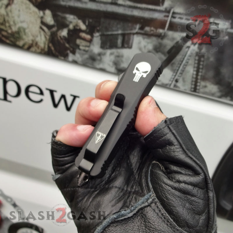 Punisher Skull OTF Knife Small 7" Delta Force Switchblade - Single Serr Knife-OTF - Tophatter Daily Deals