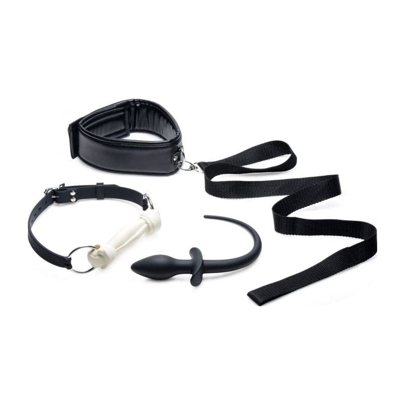 Puppy Play Set Including Gag Plug and Collar in Black > Bondage Gear > Bondage Kits - Tophatter Daily Deals