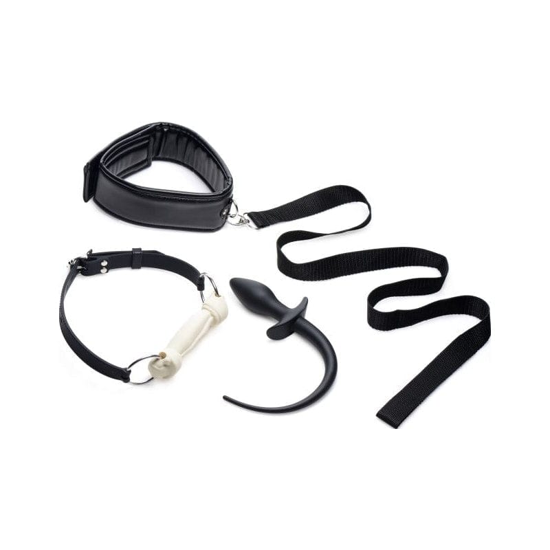 Puppy Play Set Including Gag Plug and Collar in Black > Bondage Gear > Bondage Kits - Tophatter Daily Deals