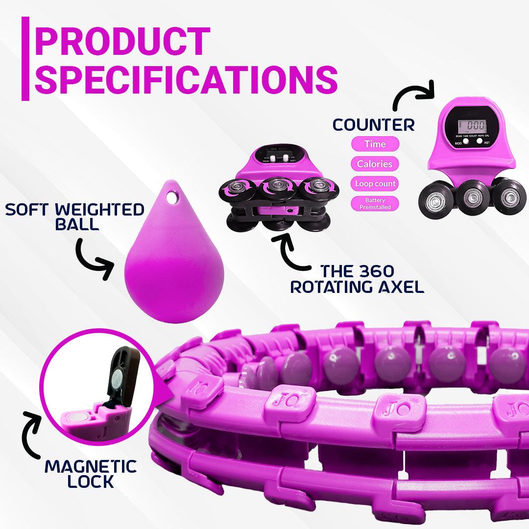 MASKURA Smart Weighted Hula Hoop With Counter 24 knots - Weight Loss Hula Hoop, Smart Fitness, Adjustable Ring Size With Counter Suitable For Adult Exercise & Fitness - Tophatter Daily Deals