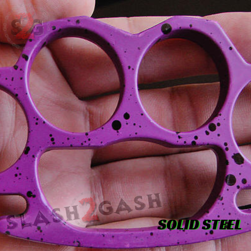 Classic Heavy Duty Belt Buckle & Paperweight - Purple Splatter Knuckles Belt Buckle - Tophatter Daily Deals