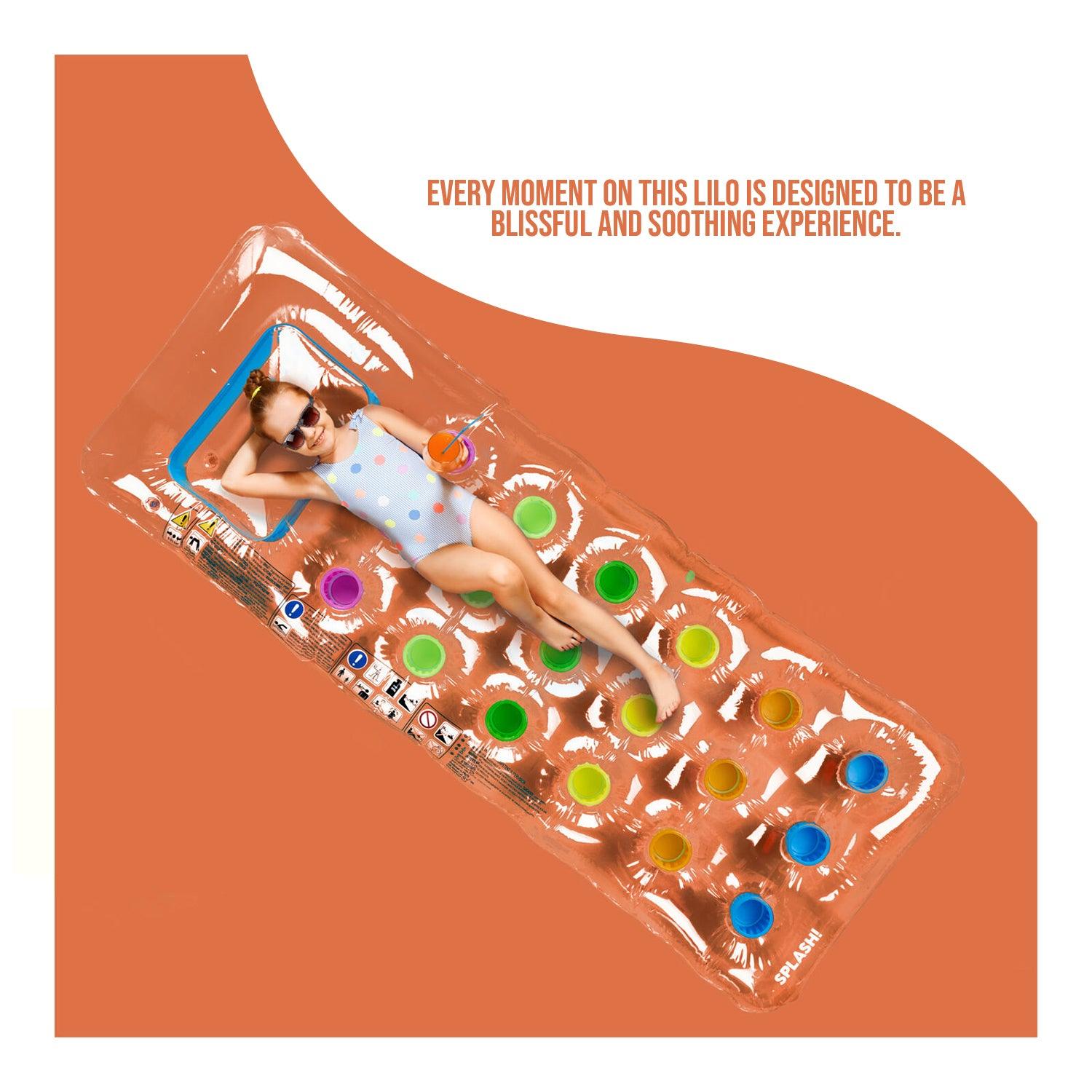 Inflatable Pool Float - 18 Pocket PVC Inflatable Lilo Swimming Pool Sun Lounger Beach Sea Float Air Bed Bathtubs - Tophatter Daily Deals