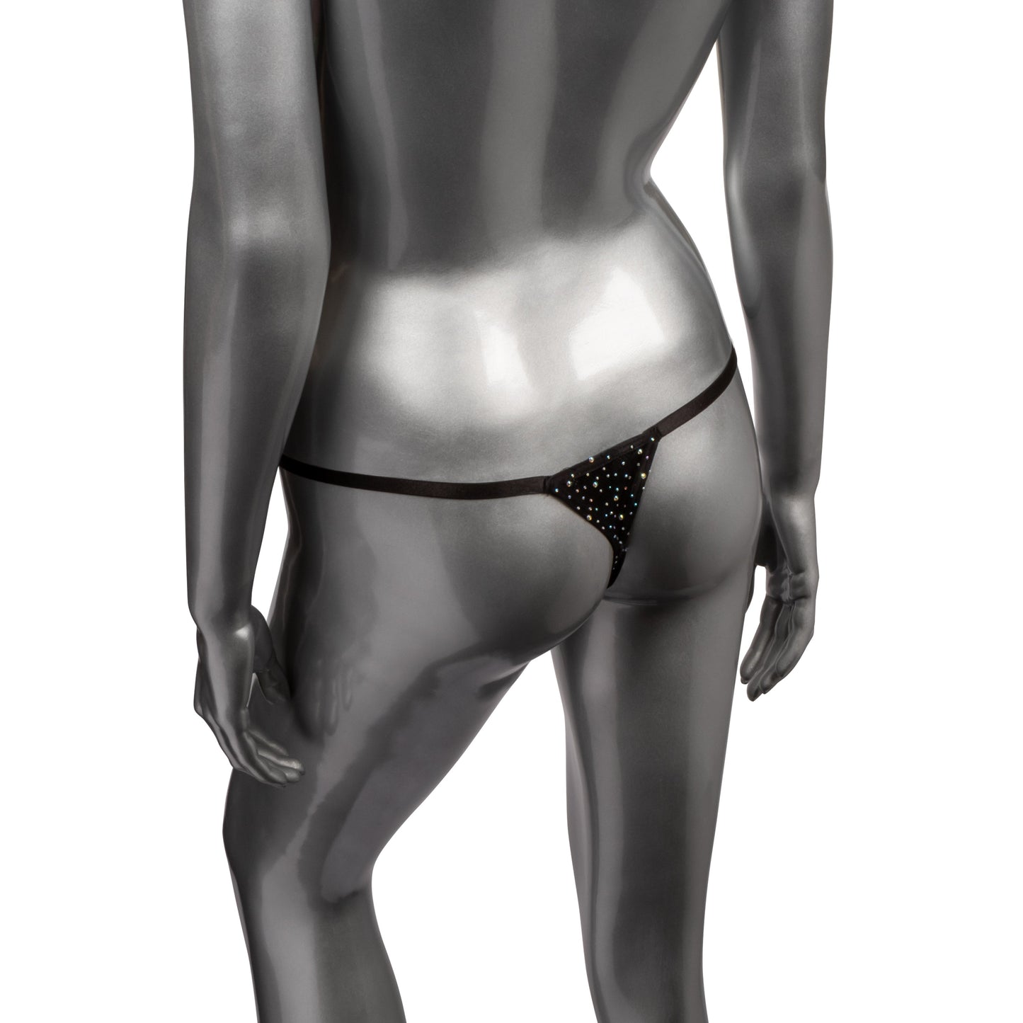 Radiance Black Rhinestone Crotchless Thong with Adjustable Straps and Stretchy Waistband > Clothes > Lingerie Sets - Tophatter Daily Deals