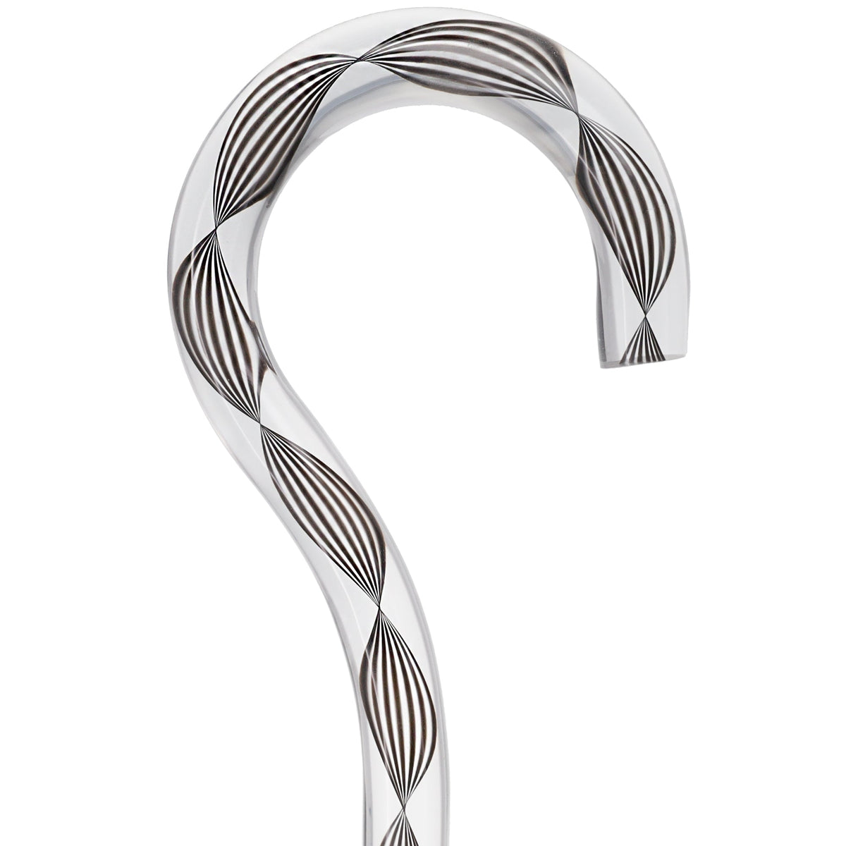 Obsidian Helix Cane: Sophisticated Black Twists, Clear Shaft Clear Lucite Walking Canes - Tophatter Daily Deals