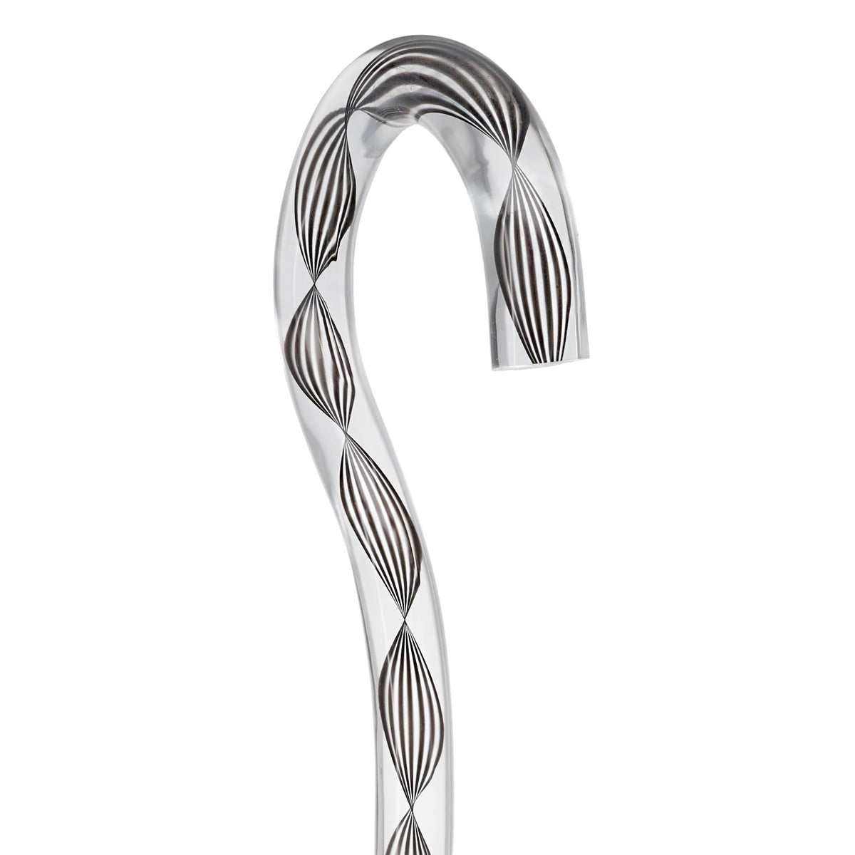 Obsidian Helix Cane: Sophisticated Black Twists, Clear Shaft Clear Lucite Walking Canes - Tophatter Daily Deals