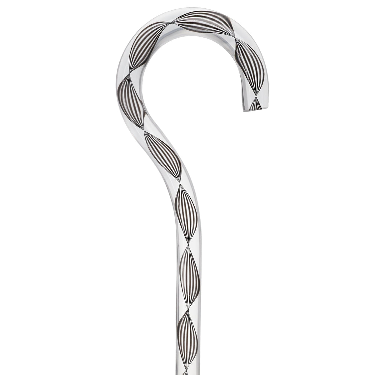 Obsidian Helix Cane: Sophisticated Black Twists, Clear Shaft Clear Lucite Walking Canes - Tophatter Daily Deals