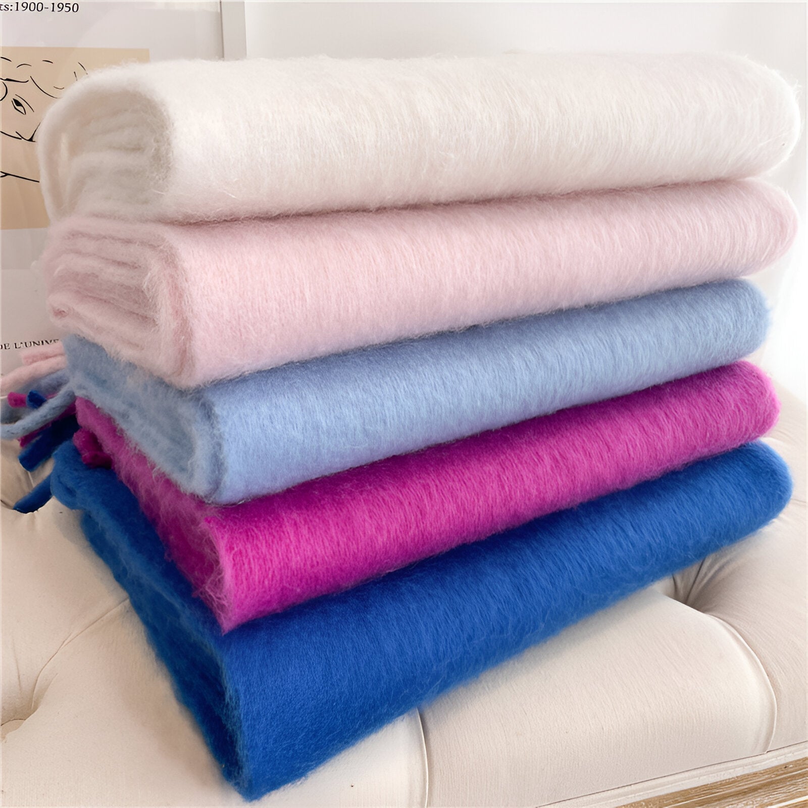 Soft Women’s Scarf - Oversized Fringed Cashmere For Winter - Tophatter Daily Deals
