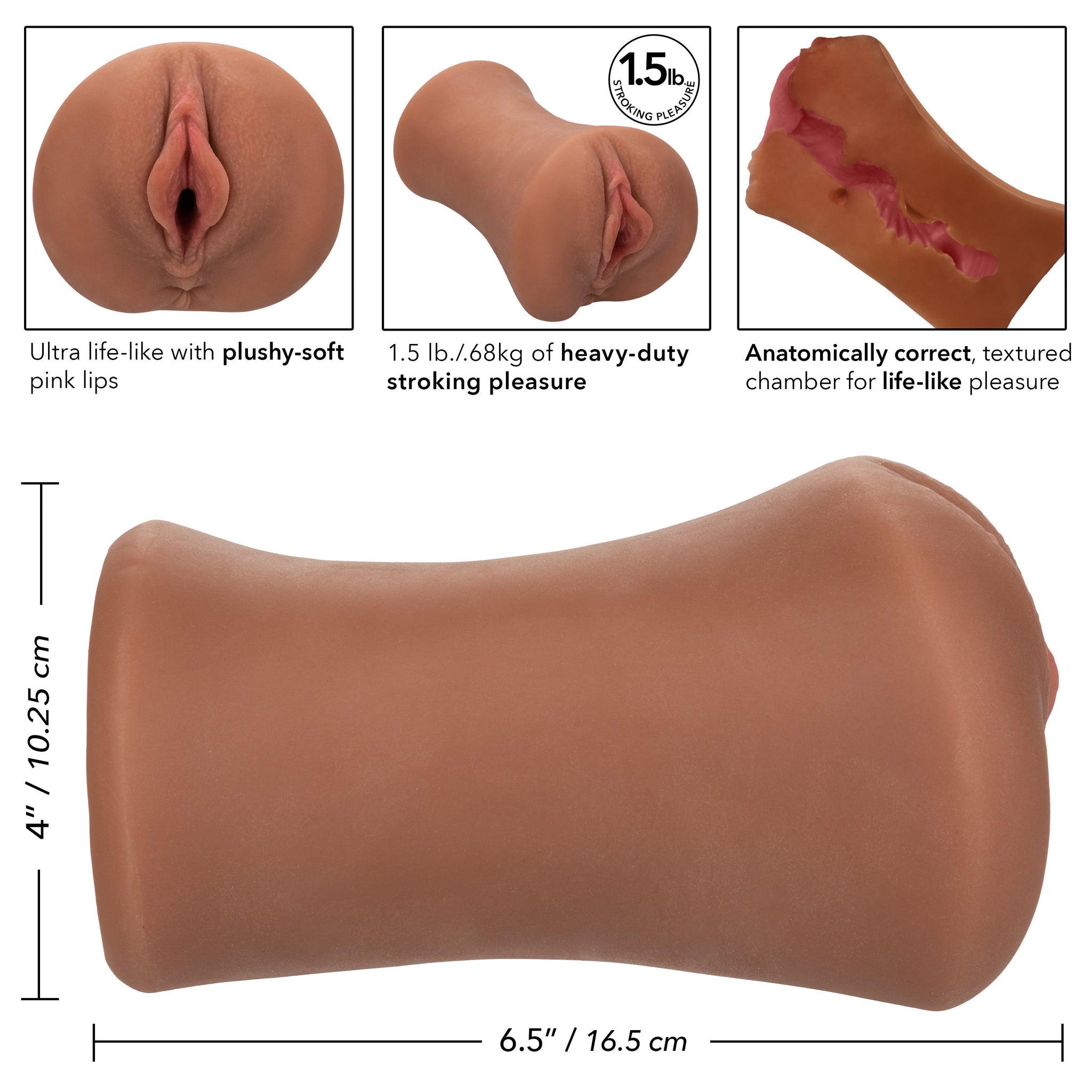 Stroke It Juicy Pussy (Brown) – Stroking Sleeve > Sex Toys For Men > Masturbators > Manual - Tophatter Daily Deals