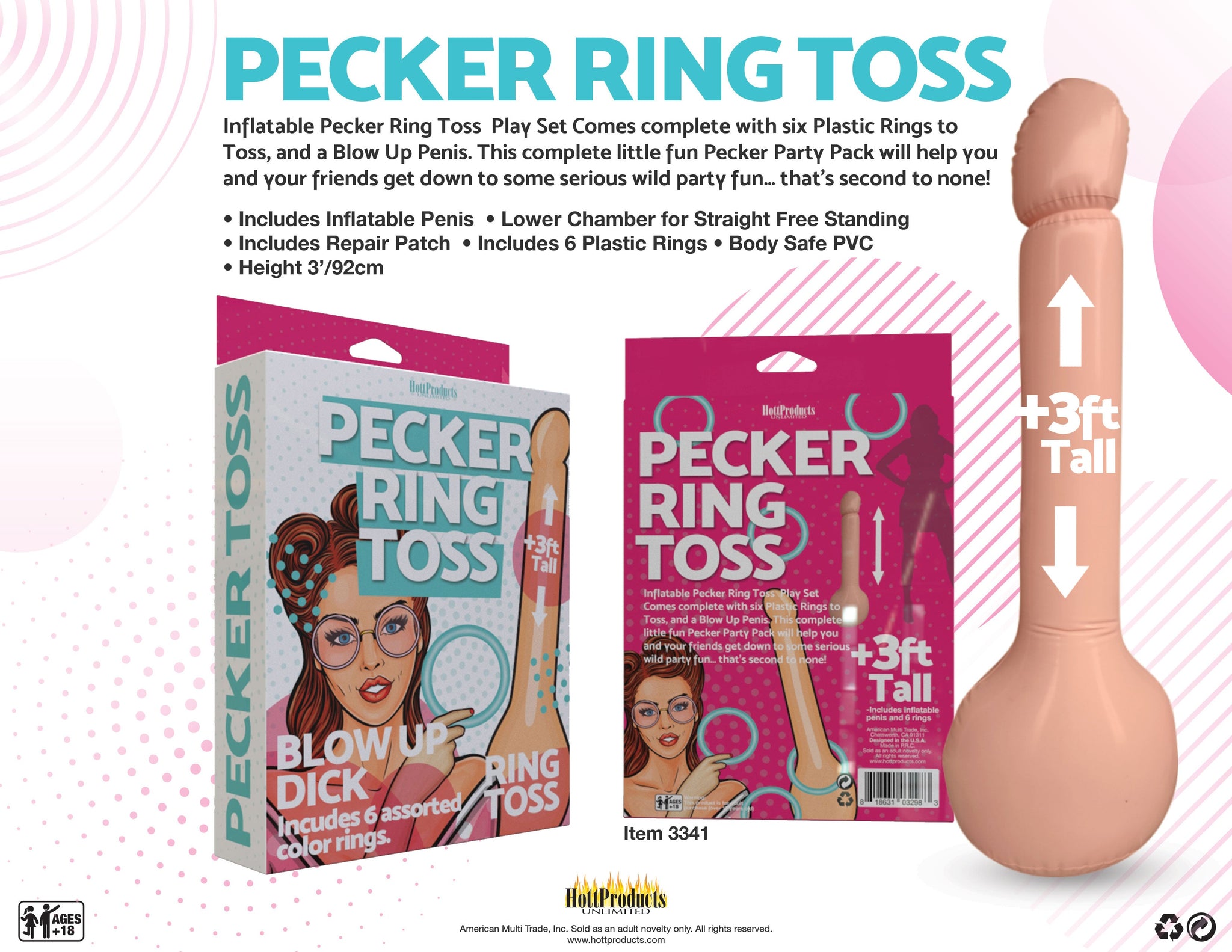 Pecker Ring Toss – Inflatable Party Game Set with Six Plastic Rings > Novelties > Games - Tophatter Daily Deals