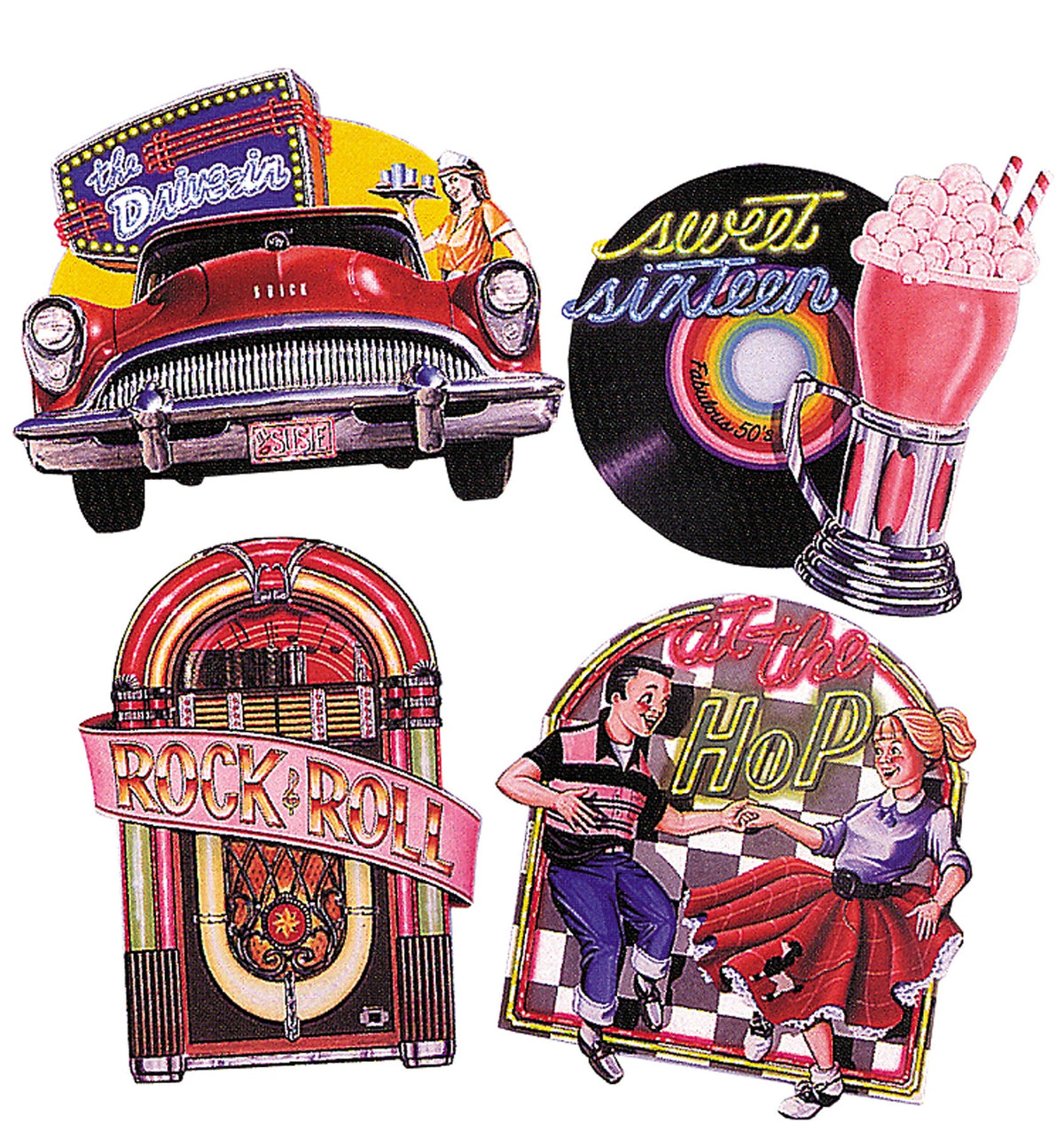 16" 1950s Cutouts - Pack of 4 Historical & Decade Costumes - Tophatter Daily Deals