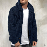 Warm Mens Fleece Pullover - Hooded Button Front, Sherpa - Tophatter Daily Deals