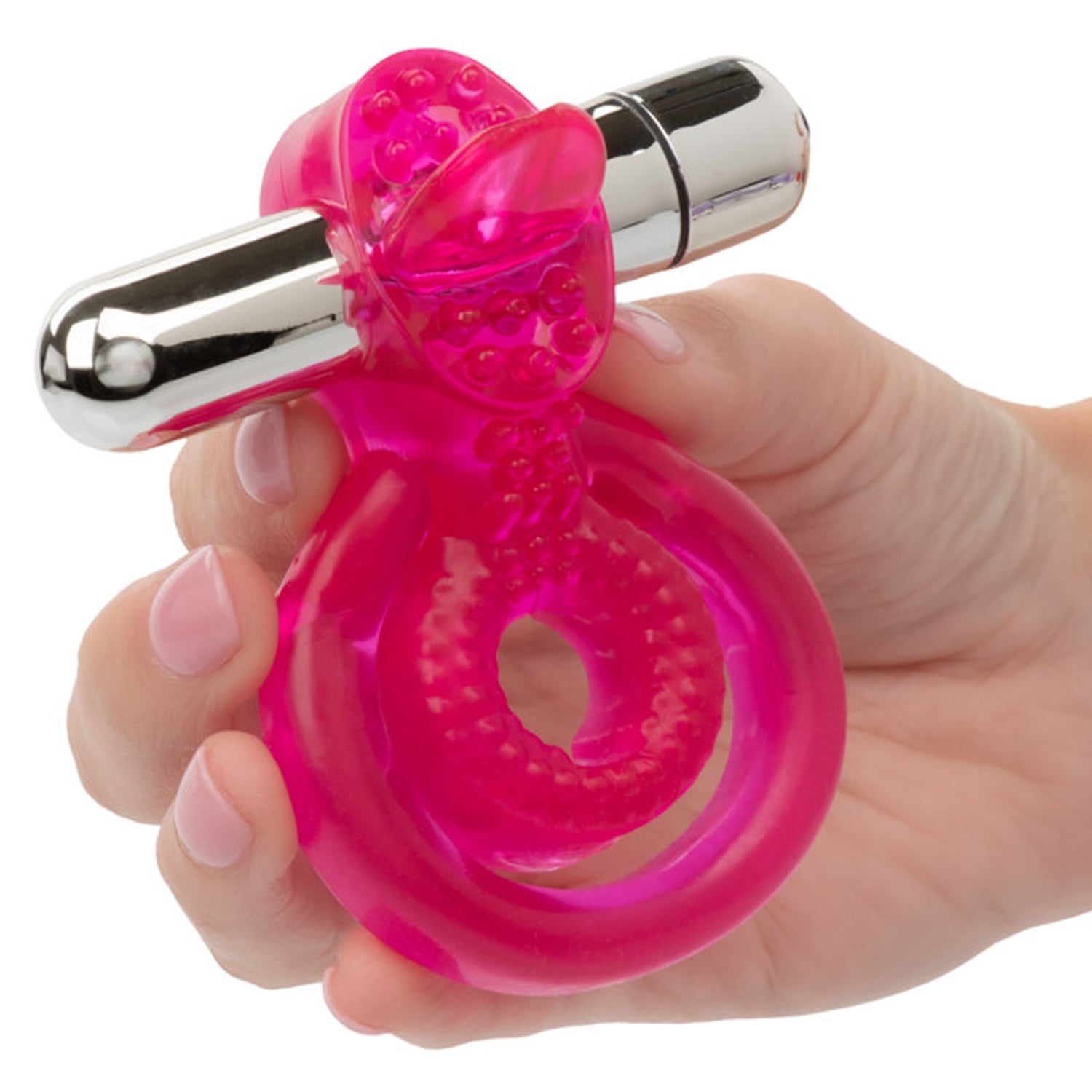 Dual Clit Flicker Vibrating Cockring with Removable Stimulator > Cock Ring > Vibrating - Tophatter Daily Deals