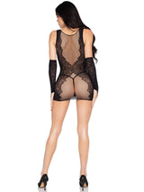 Wild Rose Lace Mini Dress and Matching Gloves (Black) – Lingerie Set > Clothes > Dresses and Chemises - Tophatter Daily Deals