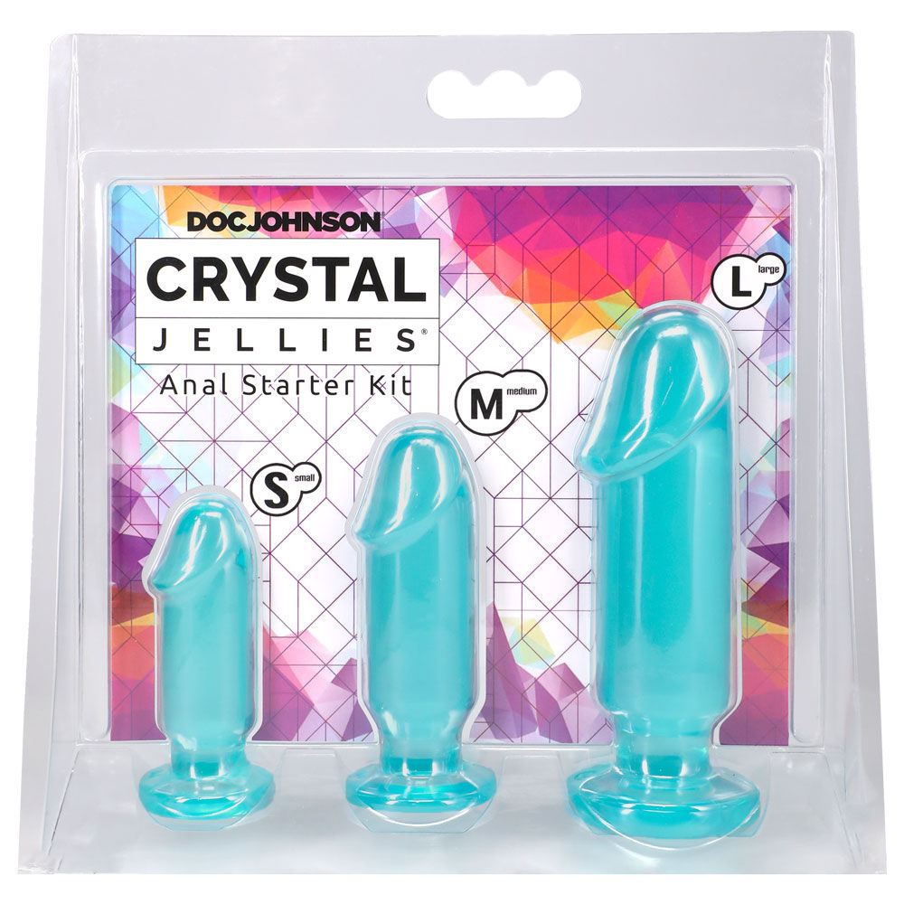Crystal Jellies Anal Starter Kit (Teal) – 1 Inch Beginner Butt Plug Set > Anal Range > Butt Plug Kits - Tophatter Daily Deals