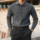 Warm Refined Men's Polo Sweater - Relaxed Cut, Knit, Winter Gray - Tophatter Daily Deals