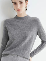 Soft Classic Women’s Pullover - Mock Neck, Wool, Work Gray - Tophatter Daily Deals