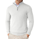 Lightweight Classic Men’s Knit Sweater - Zip Collar, Cotton - Tophatter Daily Deals