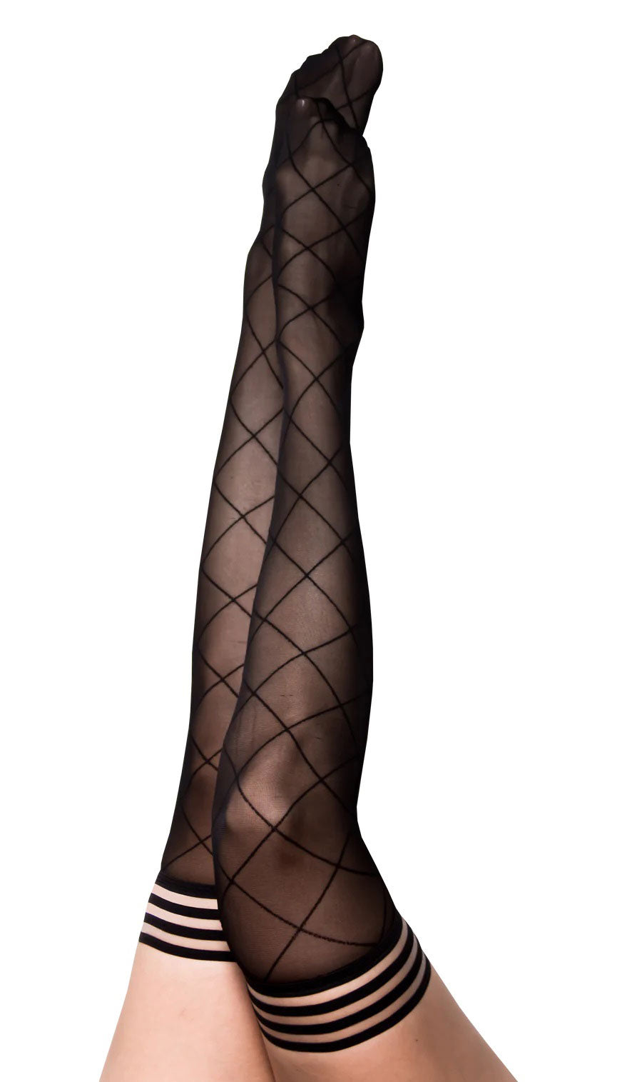Kixies Anna Sheer Diamond Thigh Highs Size A > Clothes > Hosiery > Stockings - Tophatter Daily Deals