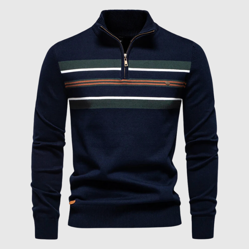 Fitted Classic Men's Half Zip Sweater - Slim Knit, Everyday Navy blue - Tophatter Daily Deals