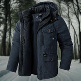 Waterproof Men Parka - Mid Thigh Hooded, Fleece Lined Blue - Tophatter Daily Deals