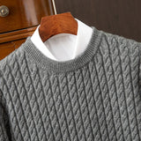 Warm Men's Cable Knit Sweater - Crewneck, Wool Blend, Casual - Tophatter Daily Deals