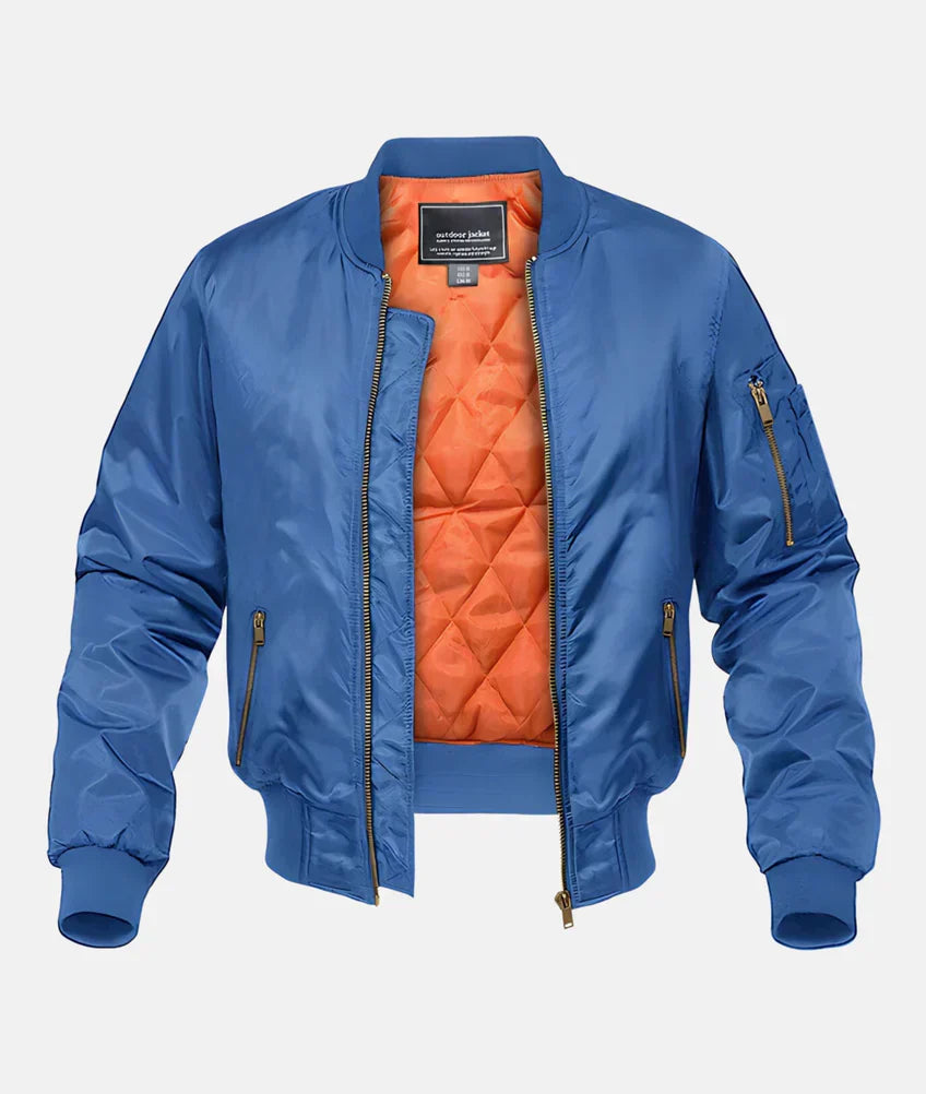 Waterproof Mens Bomber Jacket - Pilot Style, Nylon, Winter Blue - Tophatter Daily Deals
