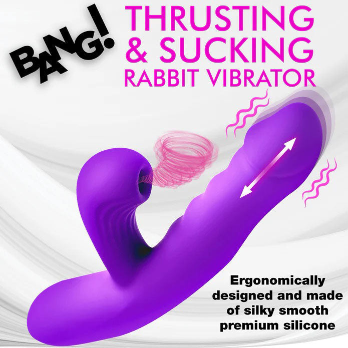 Thrusting & Sucking Rabbit Vibrator - Purple > Vibrators > Ladies > Rabbit Multi - Tophatter Daily Deals
