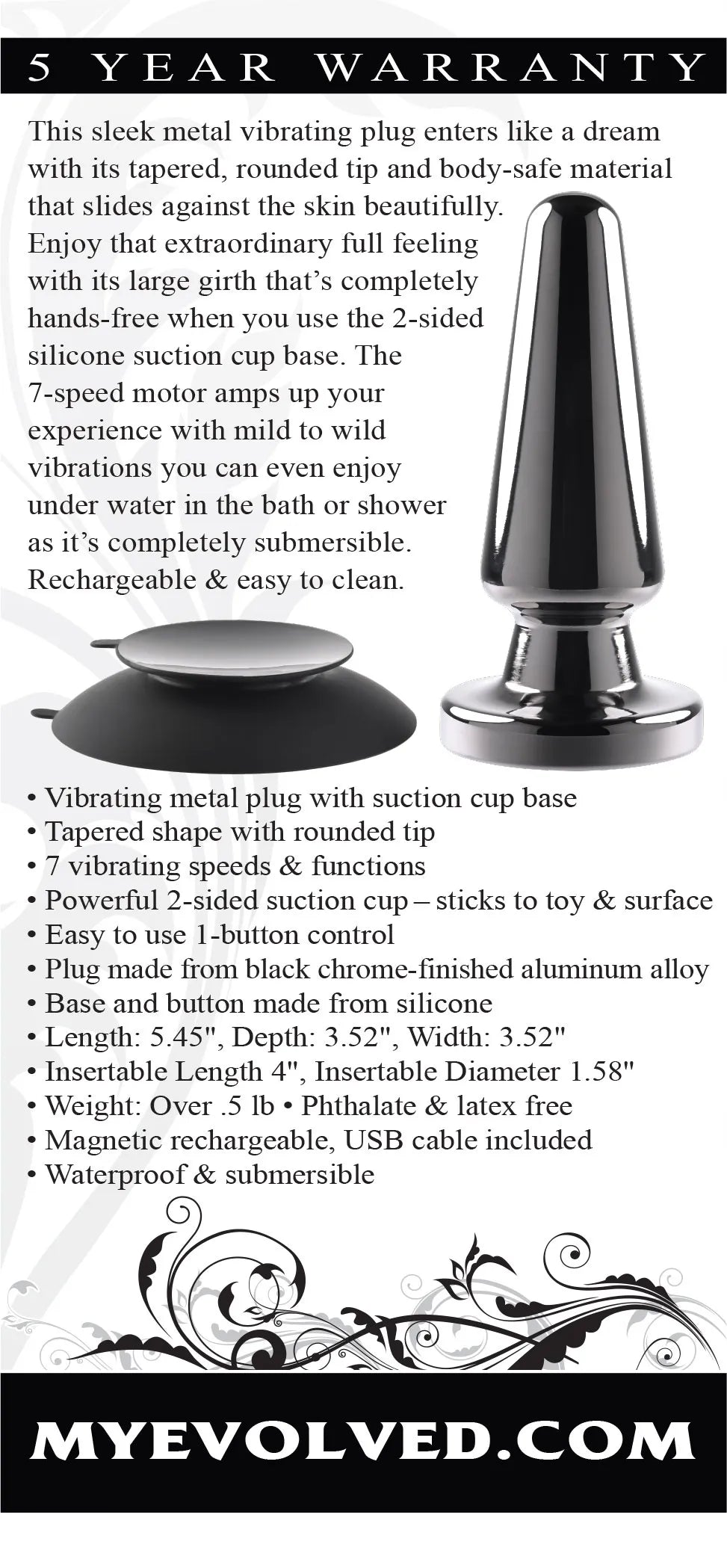 Advanced Metal Plug – 7-Speed Hands-Free Vibrating Butt Plug > Anal Range > Vibrating Butt Plugs - Tophatter Daily Deals