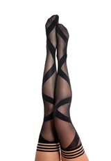 Kixies Jackie Ballet Thigh Highs Size A Black Semi Sheer Stockings > Clothes > Hosiery > Stockings - Tophatter Daily Deals