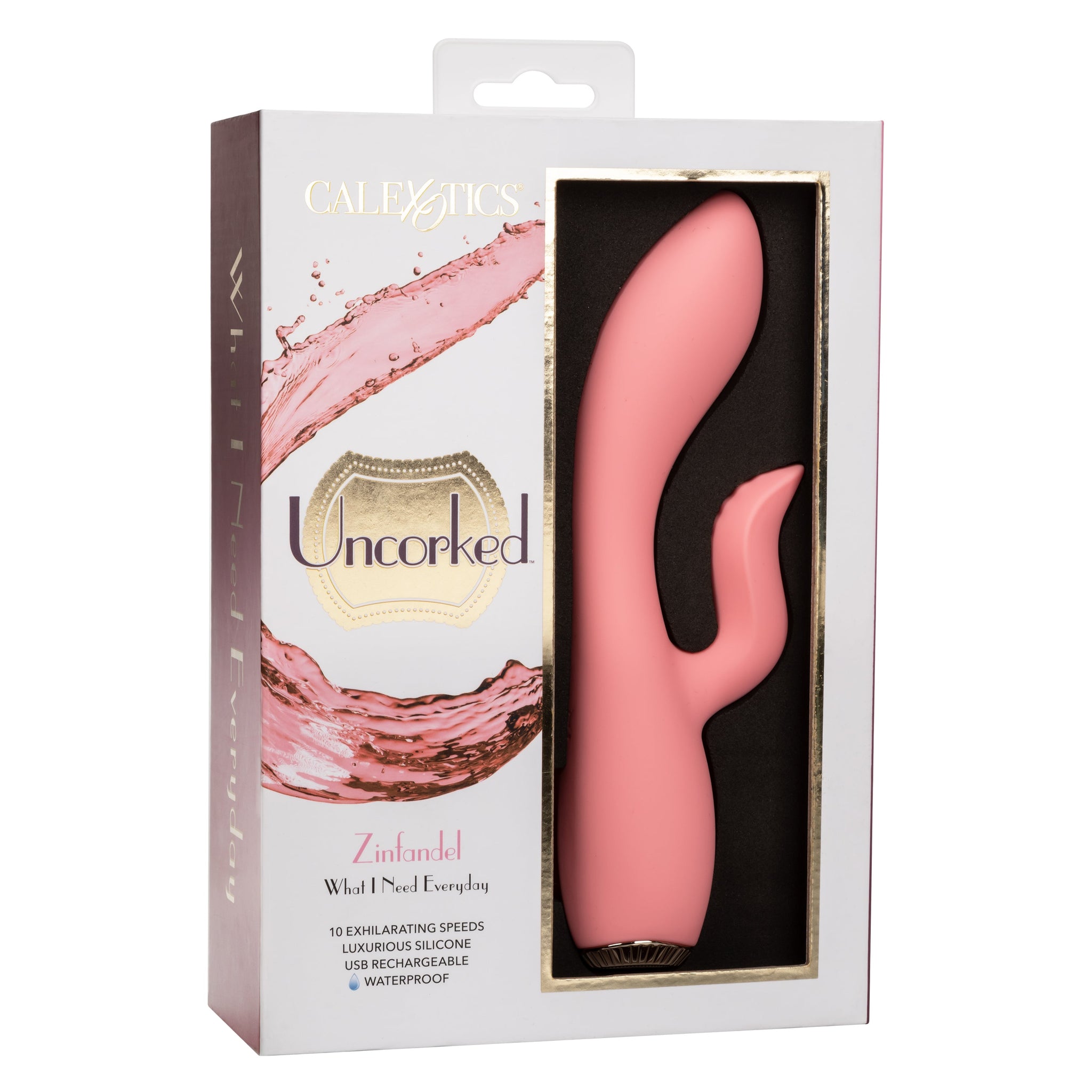 Uncorked Zinfandel Pink Dual Massager with Textured Teaser and 10 Speeds Silicone Vibrator > Vibrators > Ladies > Rabbit - Tophatter Daily Deals