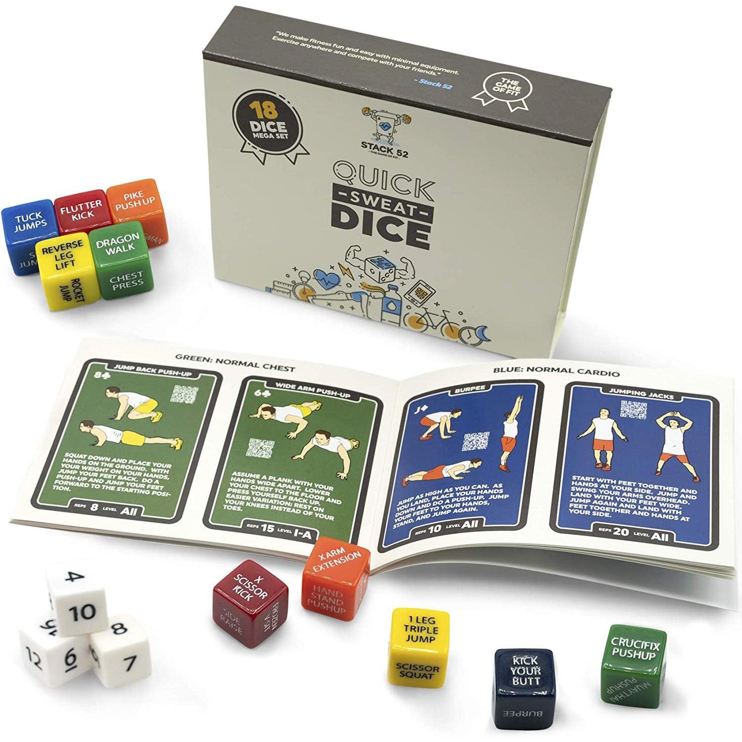 Quick Sweat Fitness Dice - Stack 52 Quick Sweat Fitness Dice. Bodyweight Exercise Workout Game. Designed by a Military Fitness Expert Fitness - Tophatter Daily Deals