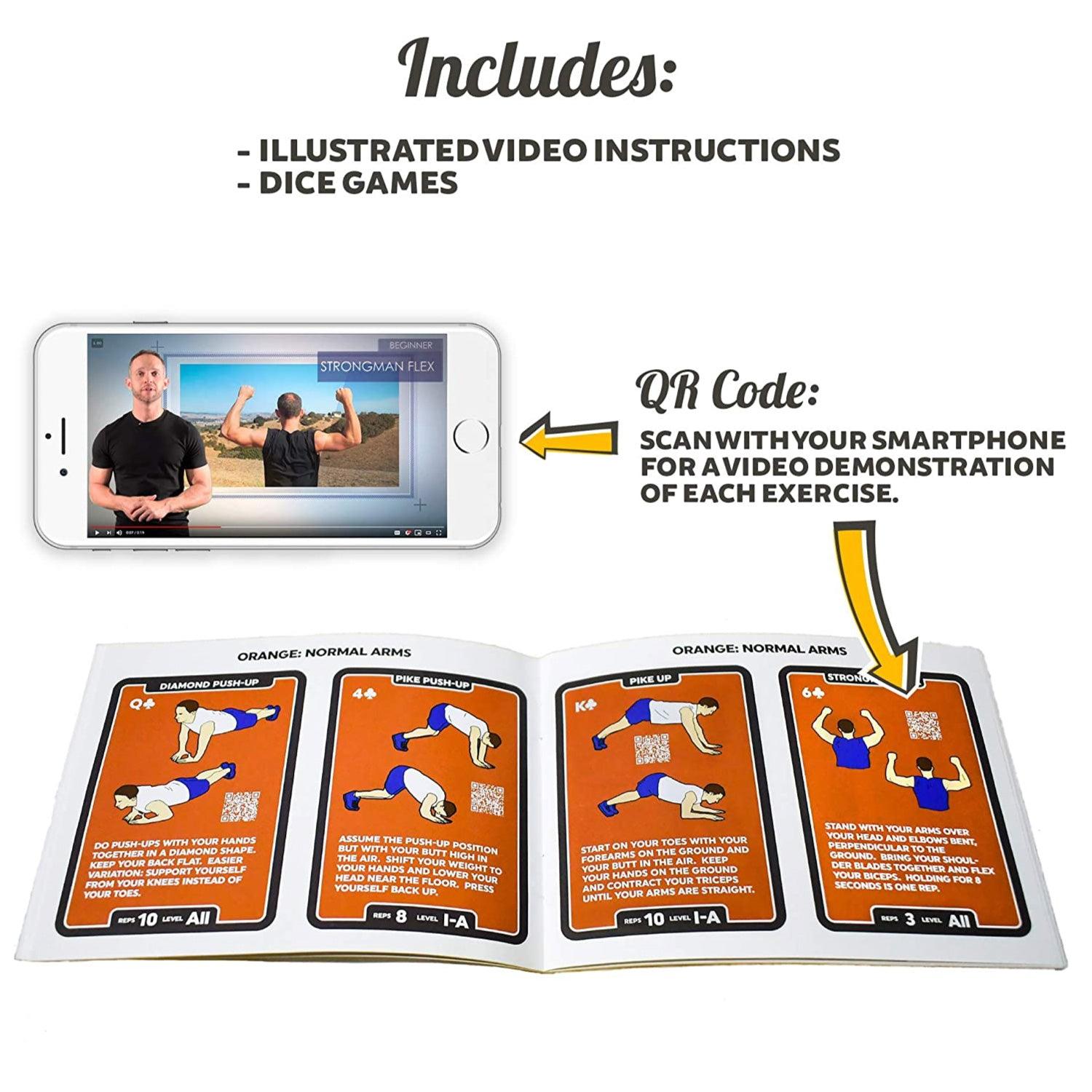 Quick Sweat Fitness Dice - Stack 52 Quick Sweat Fitness Dice. Bodyweight Exercise Workout Game. Designed by a Military Fitness Expert Fitness - Tophatter Daily Deals