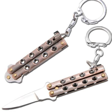 Quicky Keychain Butterfly Knife Mini Novelty Balisong - 9 colors Copper Knife-Balisong - Tophatter Daily Deals