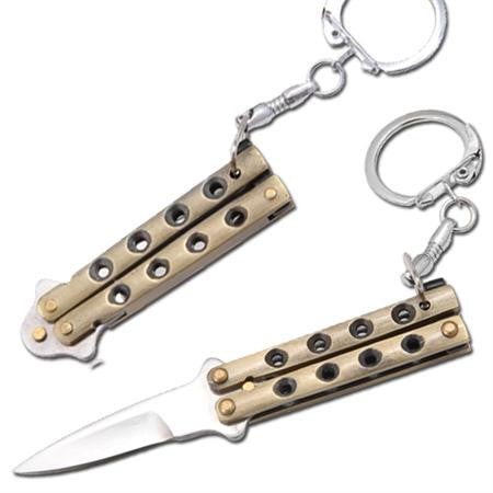 Quicky Keychain Butterfly Knife Mini Novelty Balisong - 9 colors Bronze Knife-Balisong - Tophatter Daily Deals