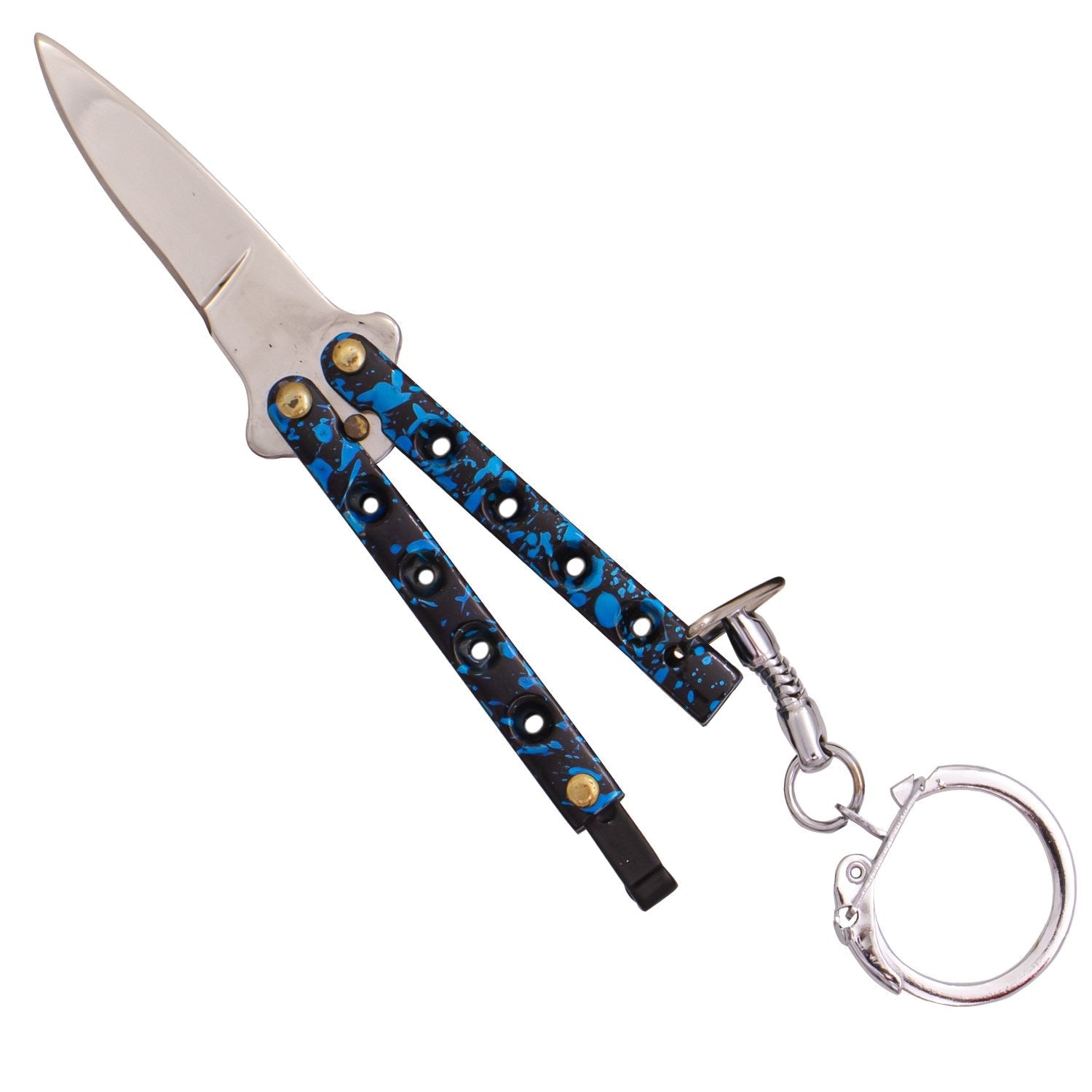 Quicky Keychain Butterfly Knife Mini Novelty Balisong - 9 colors Blue Knife-Balisong - Tophatter Daily Deals