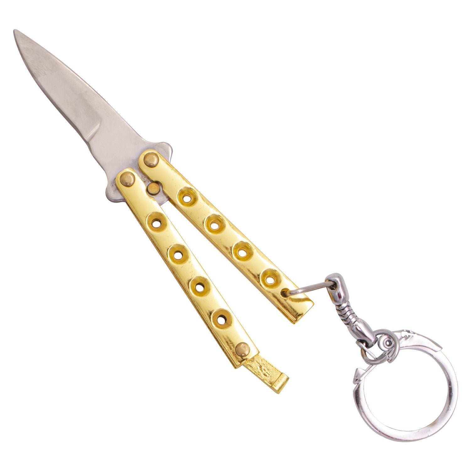 Quicky Keychain Butterfly Knife Mini Novelty Balisong - 9 colors Gold Knife-Balisong - Tophatter Daily Deals