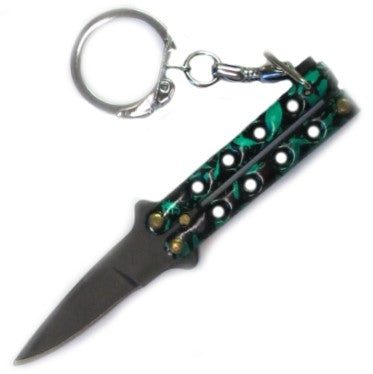 Quicky Keychain Butterfly Knife Mini Novelty Balisong - 9 colors Green w Black Blade Knife-Balisong - Tophatter Daily Deals