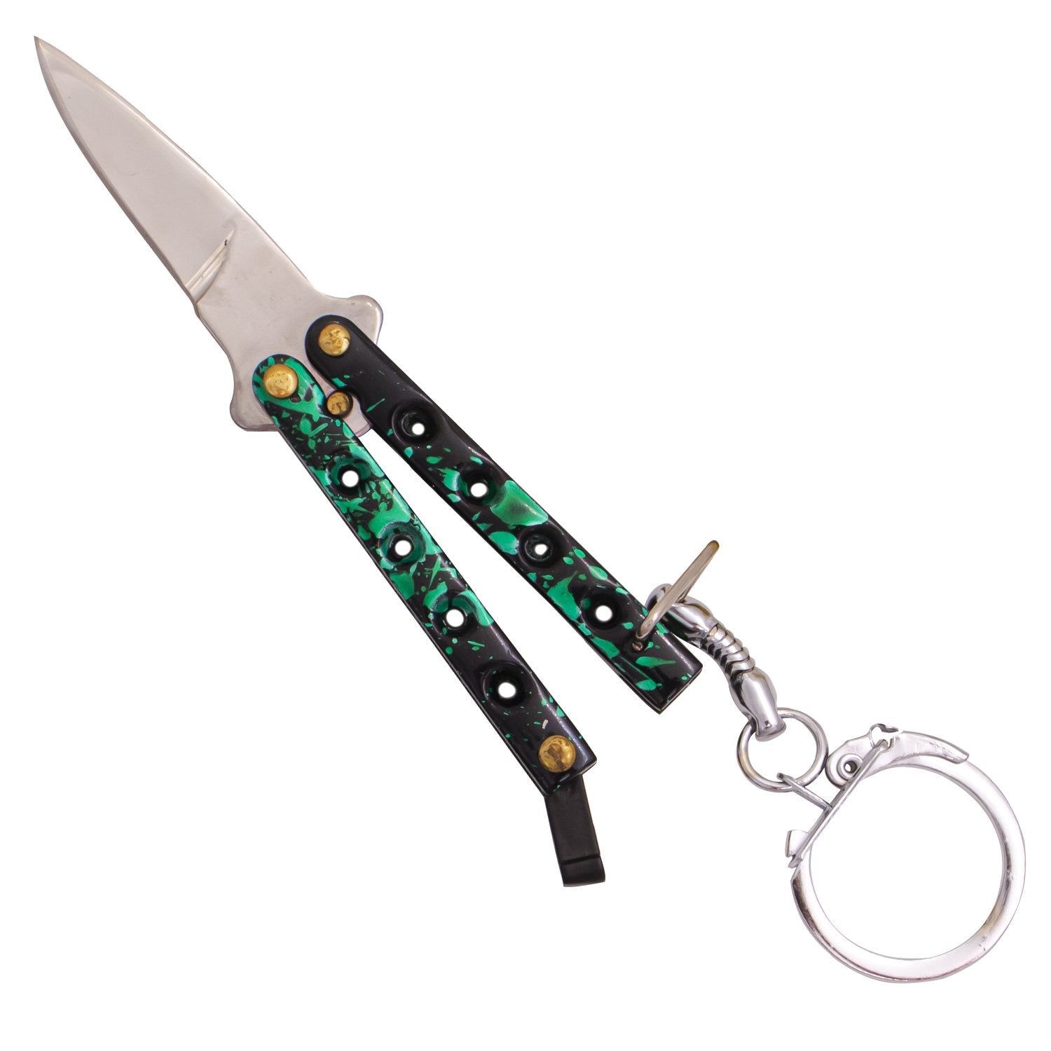 Quicky Keychain Butterfly Knife Mini Novelty Balisong - 9 colors Green Knife-Balisong - Tophatter Daily Deals