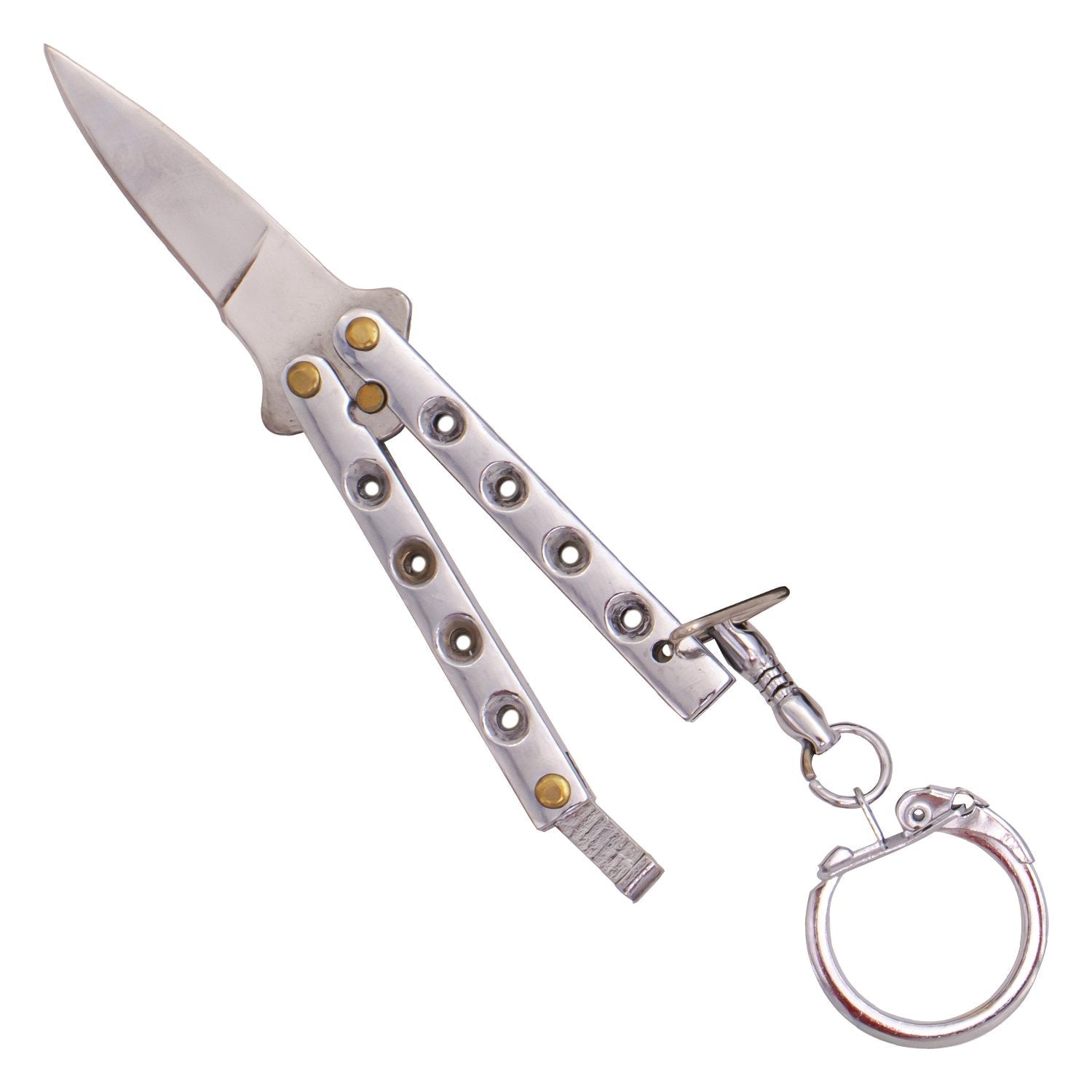 Quicky Keychain Butterfly Knife Mini Novelty Balisong - 9 colors Silver Knife-Balisong - Tophatter Daily Deals
