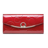 Patent Leather Long Wallet with Ring Clasp and Embossed Circles Red Handbags & Wallets - Tophatter Daily Deals