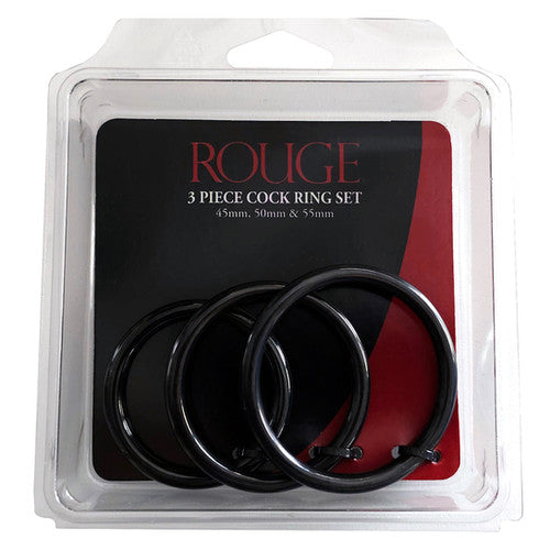 Rouge Stainless Steel 3 Ring Set (Black) – Cock Ring Set 45mm, 50mm, 55mm > Cock Ring > Sets - Tophatter Daily Deals