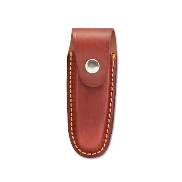 Red/Brown Leather Belt Pouch Sheath for 4" Folding Knife - Tophatter's Inc. Weapons Store Online Collectible Weapons - Tophatter Daily Deals