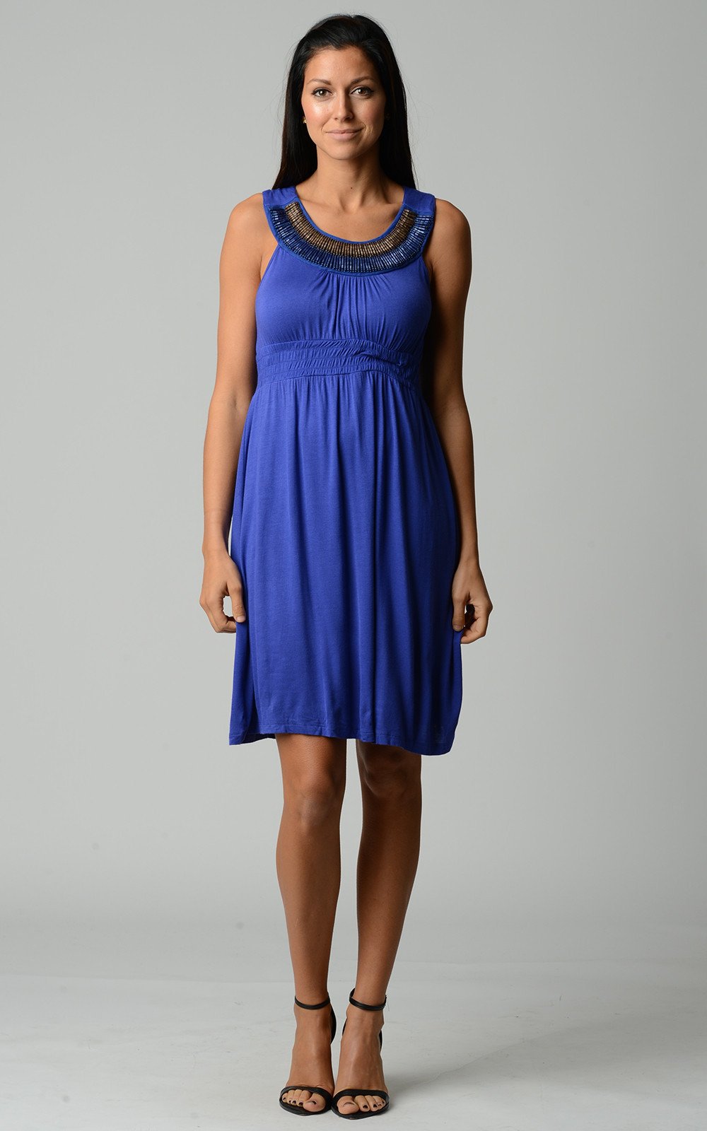 Women's Beaded Neckline Sleeveless Dress Purple 10 Dresses / Midi - Tophatter Daily Deals