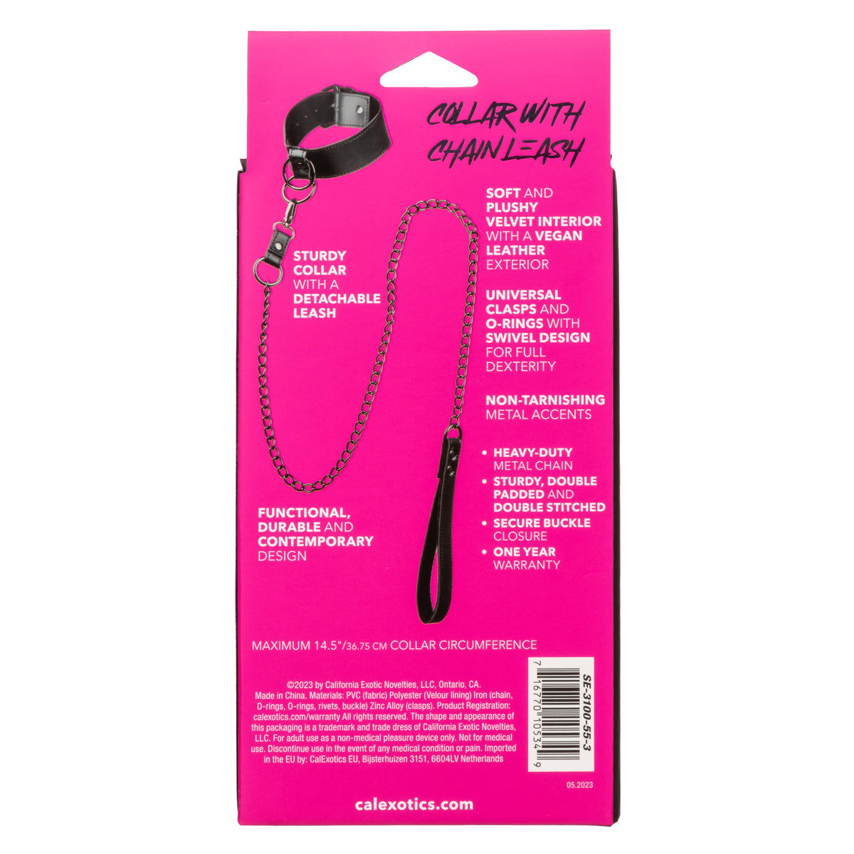 Euphoria Collection Collar With Chain Leash Black Velvet and Vegan Leather > Bondage Gear > Collars & Leashes - Tophatter Daily Deals